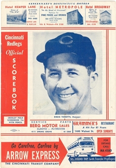 1954 Cincinnati Redlegs Scorebook For Hank Aarons Major League Debut on 4/13/1954 
